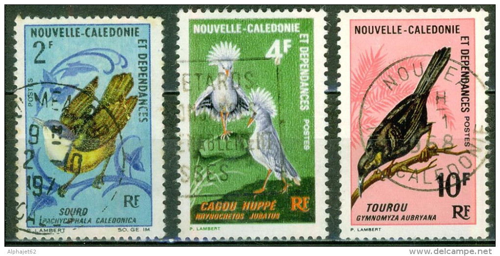 Faune, Nature - Oiseau - NOUVELLE CALEDONIE - Sourd, Cagou Huppé, Tourou  - N° 346 - 348 - 350 - 1967 - Usados