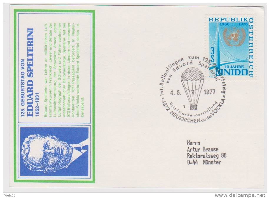 Österreich 1977:  15.Sonder-Ballonpost - GT Spelterini"(siehe Scan/Foto) - Balloon Covers