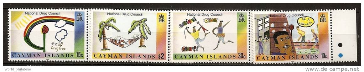 Caïmanes Cayman 2000 N° 864 / 7 ** Drogue, Course, Fleur, Arc-en-ciel, Nuages, Musiciens, Hamac, Dessins, Guitare - Kaaiman Eilanden