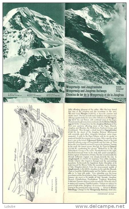 Faltprospekt  "Wengernalp- Und Jungfraubahn"  (mit Werbezettel Sphinx)       1940 - Tourism