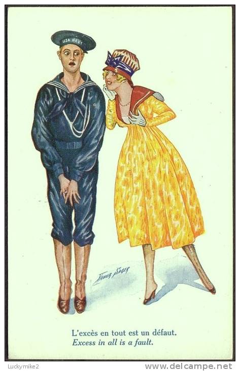 "Excess In All Is A Fault"  Illustrated By  ´Xavier Sager´,   C1910.   "WELLCOME Are The Best" On The Back! - Sager, Xavier