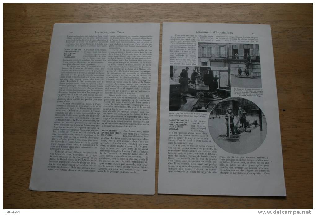 ARTICLE 1910 Inondations à Paris 13 Pages 21 Photos - Documentos Históricos