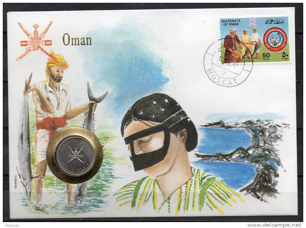 Numislettre (Timbres + Pièce) - Oman - 1987 - Omán