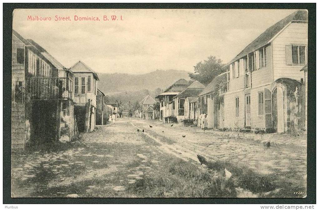DOMINICA  BWI ,  MALBOURO STREET   , OLD  POSTCARD - Dominica