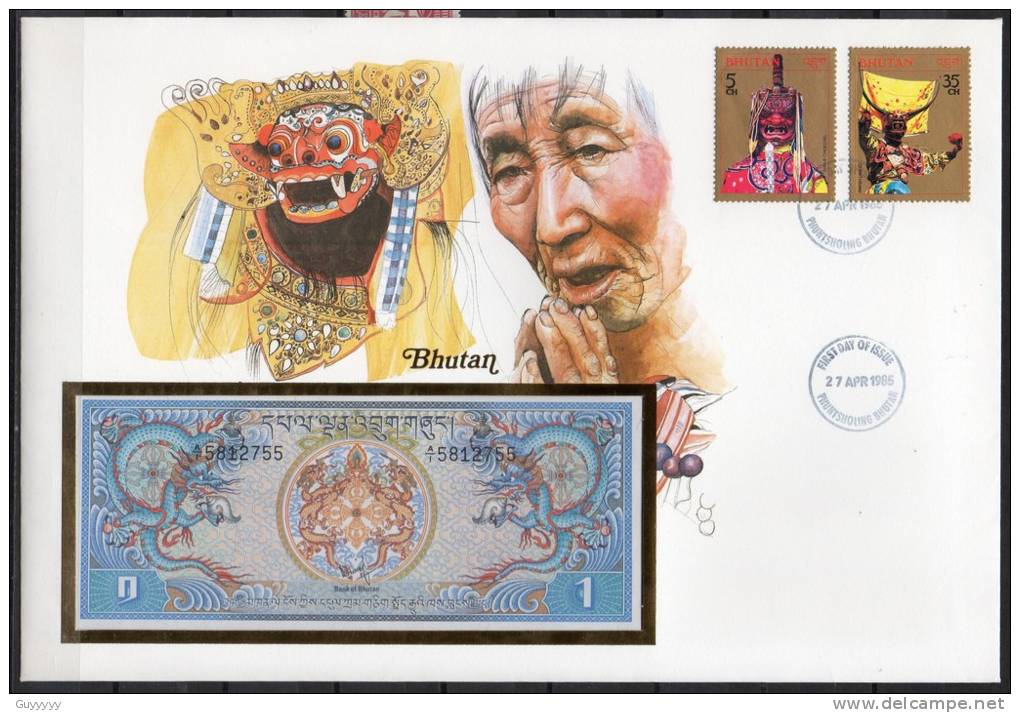 Numislettre - (Timbres + Billet) - Bhutan - 1985 - Bhutan