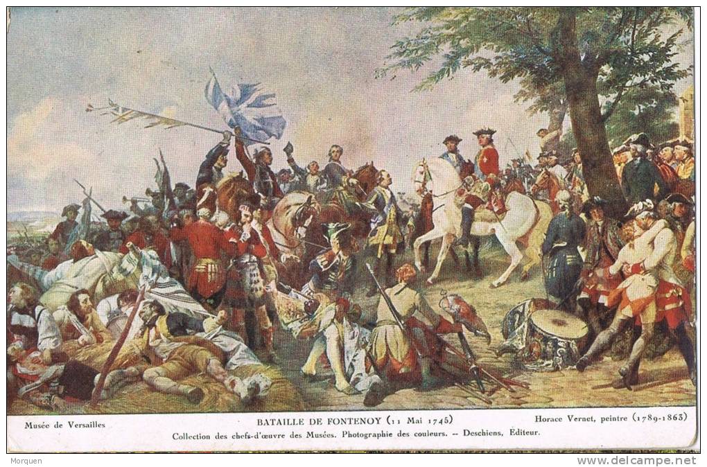 Postal Bataille De FONTENOY (prés De Tournai) 1745, Pintura Vernet - Otras Guerras