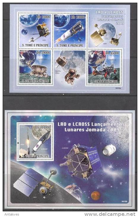 Sao Tome And Principe 2009 Space II PRO E LCROSS Apollo 15 Lunakhod 1 Sheet Of 4+Block MNH** - Africa