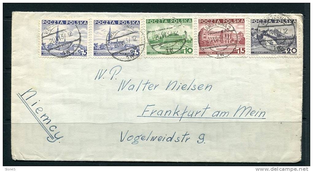 Poland 1937  Warszawa-Germany Frankfurt  Multifranked Cover - Storia Postale