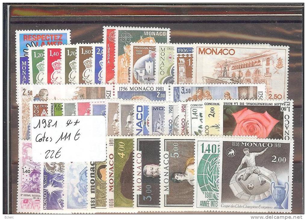 MONACO  Année Complète 1981 **  ( SANS Charnière )    Cote: 111 € - Komplette Jahrgänge