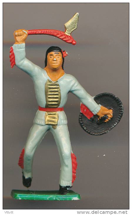 Figurine STARLUX (France) : Indien Combattant Avec Tomawak Et Bouclier, Far-West... - Starlux