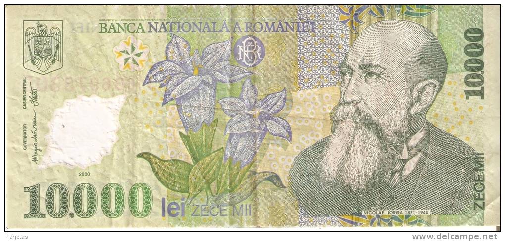 BILLETE DE RUMANIA DE 10000 LEI  DEL AÑO 2000 (BANKNOTE) POLIMERO - Rumania