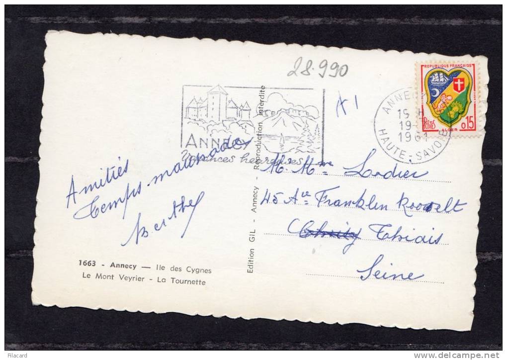 27990    Francia,   Annecy,  Ile  Des  Cygnes,  Le  Mont  Veyrier,  La  Tournette,  VG  1961 - Annecy