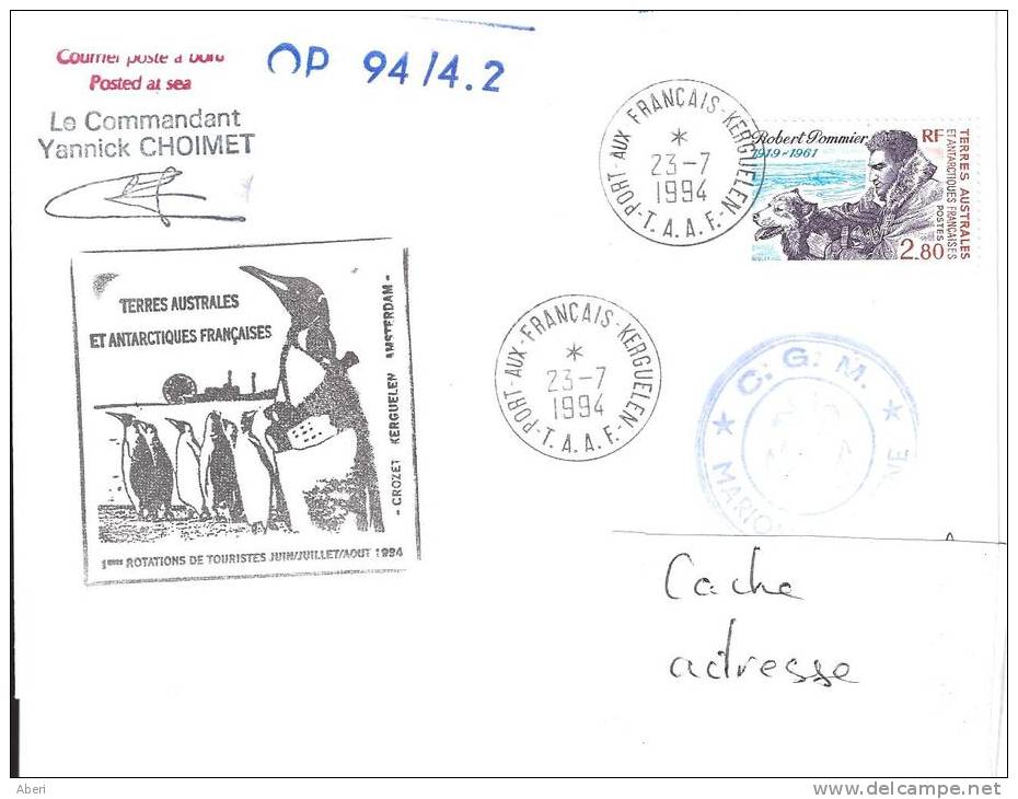 8279  MARION DUFRESNE - OP 94-4.2 - KERGUELEN - 1ére Rotation De Touriste - Lettres & Documents