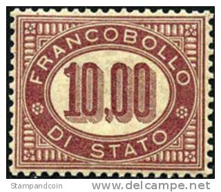 Italy O8 Mint Never Hinged 10l Official From 1875 - Officials