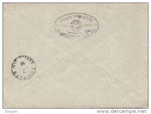 SWITZERLAND 1948 ST.MORITZ R-COVER SENT TO U.S. ZONE - Winter 1948: St. Moritz