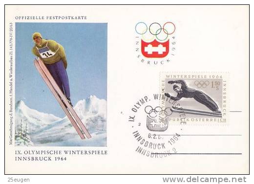 AUSTRIA 1964 SPECIAL POSTCARD WITH POSTMARK - Invierno 1964: Innsbruck