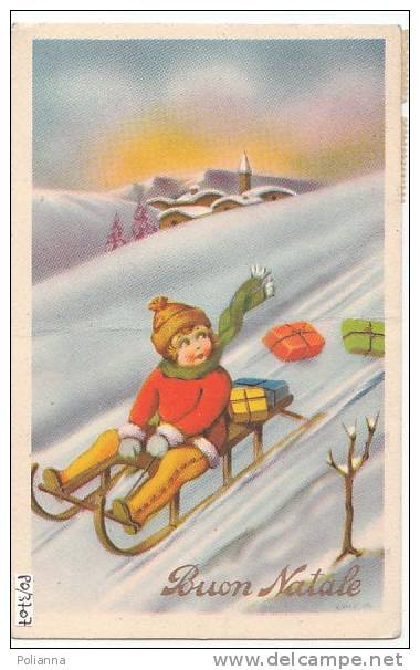 PO3707# Illustrata COLOMBI ?- BUON NATALE - BAMBINA - SLITTA  VG 1955 - Autres & Non Classés