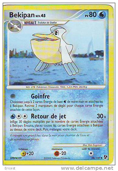 -- CARTE POKEMON BEKIPAN NIV 45 48/106 ETAT COURANT - Otros & Sin Clasificación