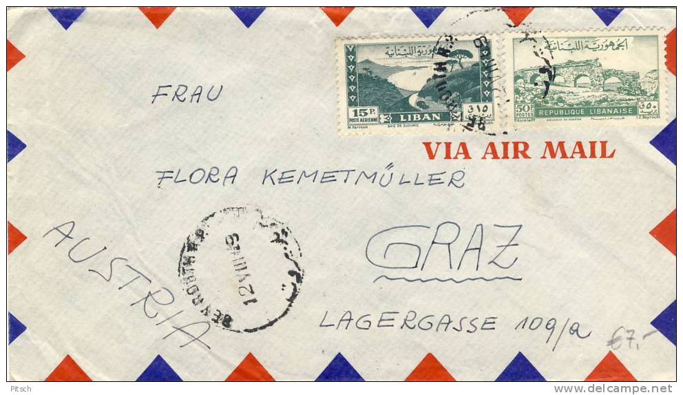 Austria - 1949 - Zensurierter Brief Von Beyrouth Nach Graz - Libanon