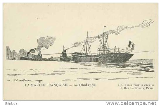 La Marine Française - Chalands -  CPA De La Ligue Maritime Française - Warships