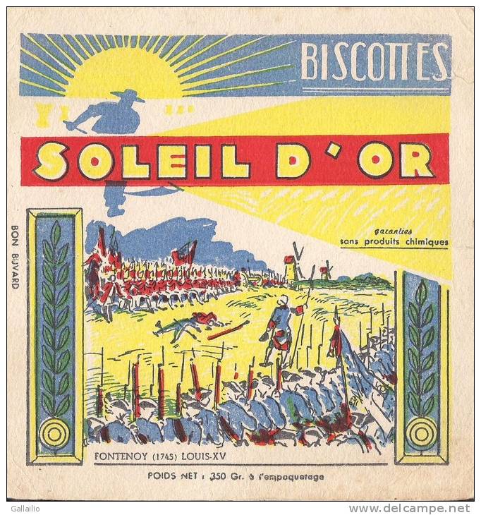 BUVARD  BISCOTTES SOLEIL D'OR FONTENOY 1745 LOUIS XV - Biscotti