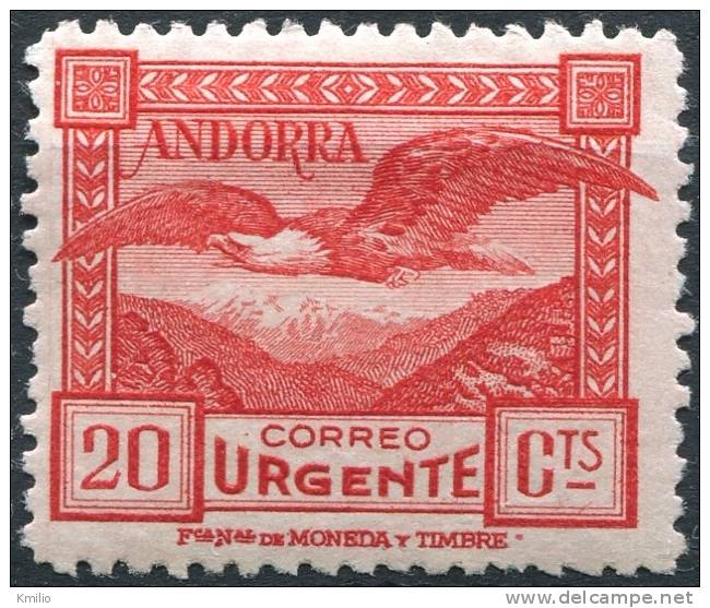 Andorra. Correo Español. 1929-34 Edifil 27* 20 Cts Rojo Correo Urgente En Nuevo - Ungebraucht