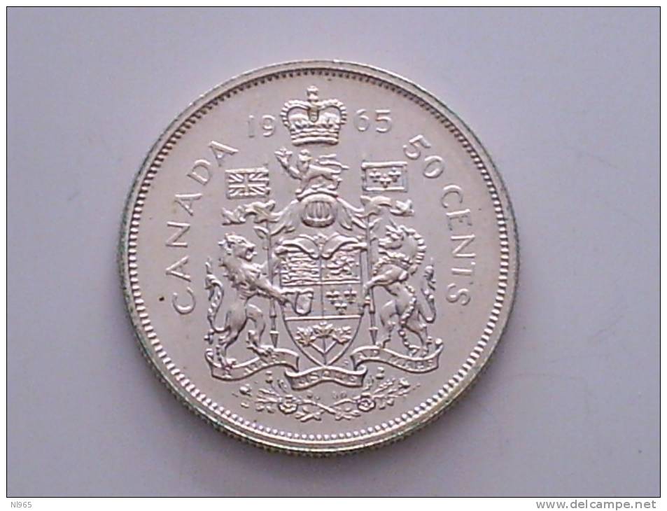 CANADA -  ANNO 1965 - 50 CENTESIMI   ARGENTO SILVER - Canada