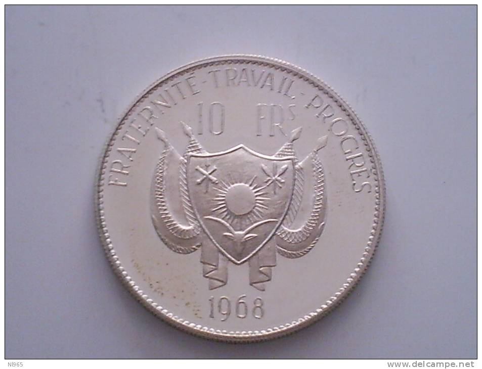 NIGER -   ANNO 1968 - 10 FRANCHI LEONE PROOF  ARGENTO SILVER - Níger