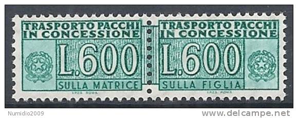 1955-81 ITALIA PACCHI IN CONCESSIONE 600 LIRE MNH ** - RR10402-3 - Colis-concession