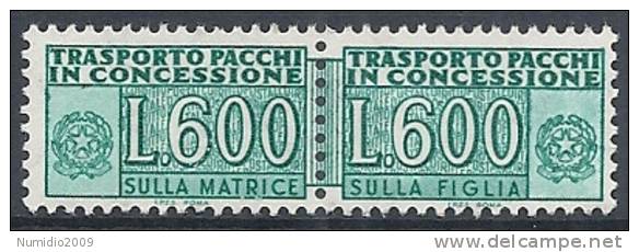 1955-81 ITALIA PACCHI IN CONCESSIONE 600 LIRE MNH ** - RR10402-5 - Pacchi In Concessione