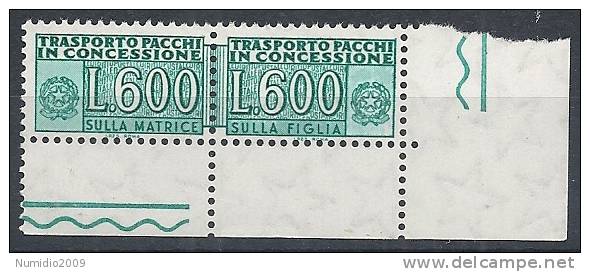 1955-81 ITALIA PACCHI IN CONCESSIONE 600 LIRE MNH ** - RR10403 - Colis-concession