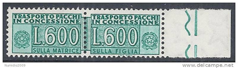 1955-81 ITALIA PACCHI IN CONCESSIONE 600 LIRE MNH ** - RR10404-2 - Concessiepaketten