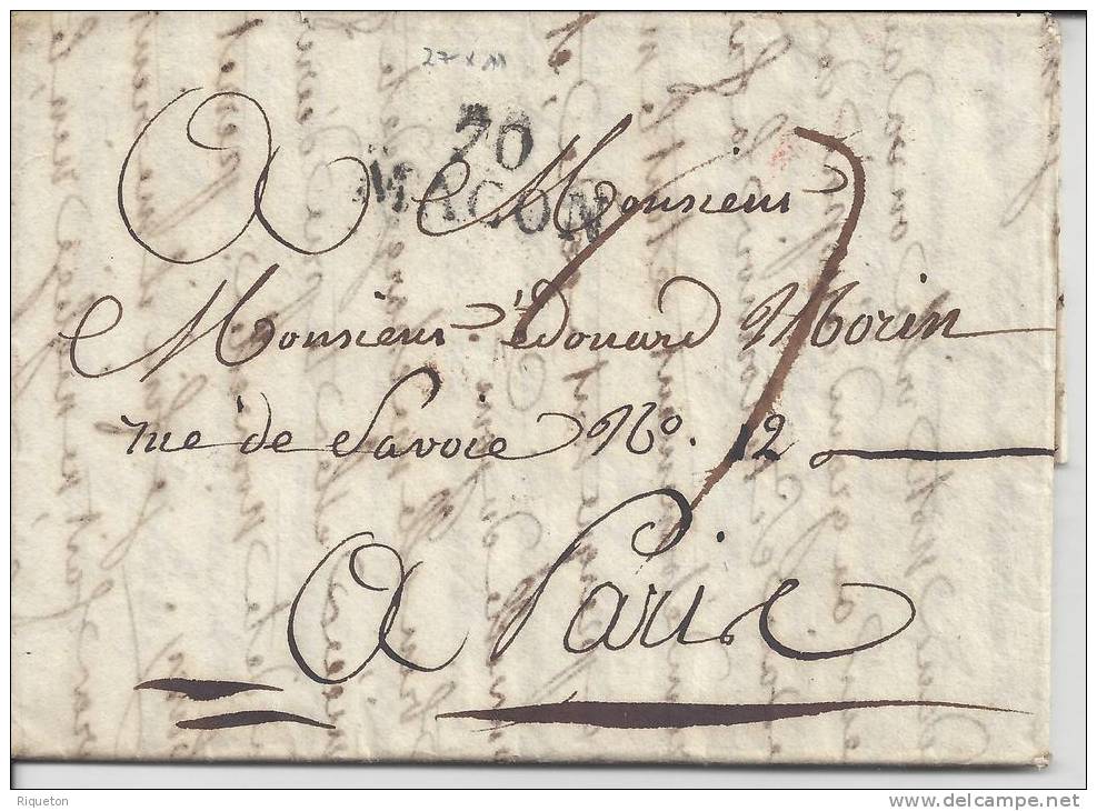 SAONE ET LOIRE- PLI DE MACON DU 6 FEVRIER 1824 EN PORT DU TAXE A 7 DECIMES AVEC MARQUE  70 MACON  POUR PARIS - - 1801-1848: Précurseurs XIX