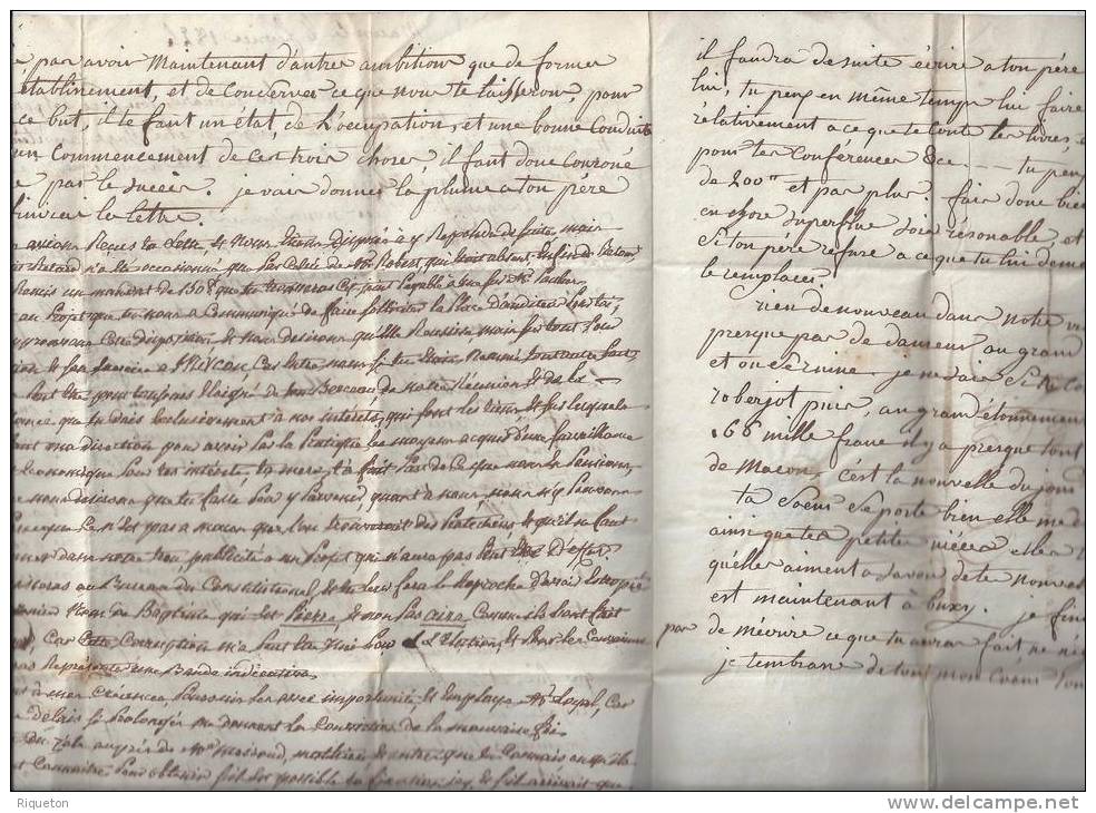 SAONE ET LOIRE- PLI DE MACON DU 6 FEVRIER 1824 EN PORT DU TAXE A 7 DECIMES AVEC MARQUE  70 MACON  POUR PARIS - - 1801-1848: Précurseurs XIX