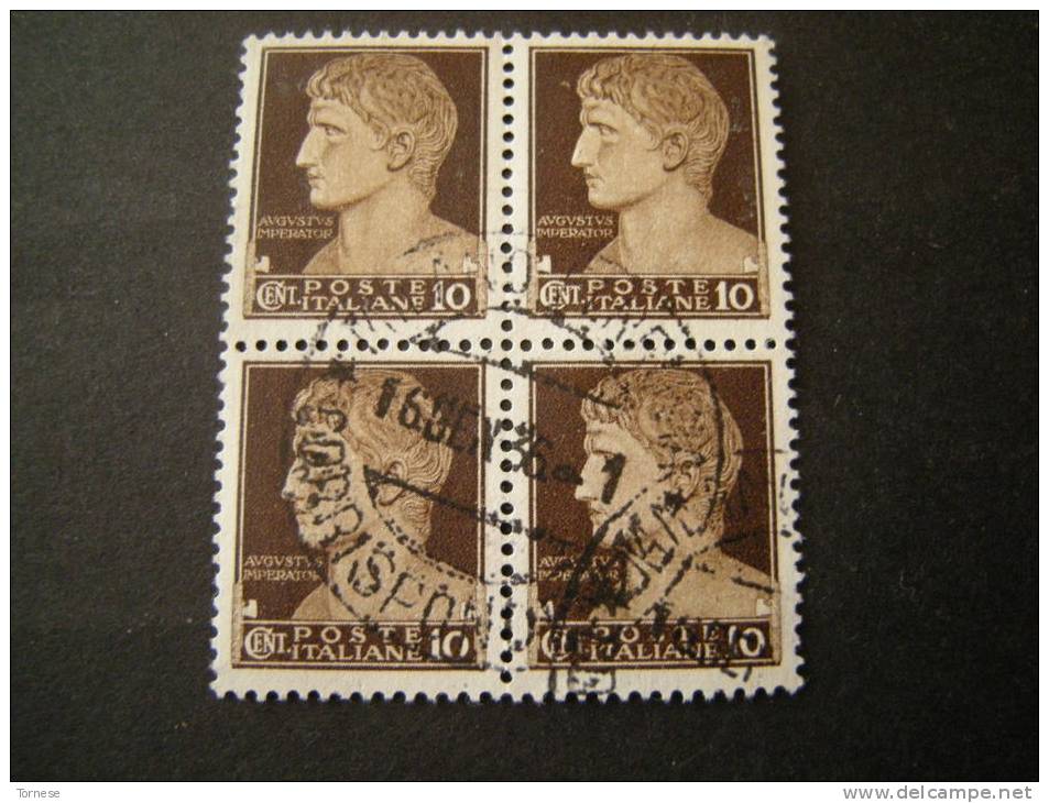 REGNO -1929,  Sass. N. 245, IMPERIALE, Cent. 10 Bruno, Quartina Usato Garantito - Usati