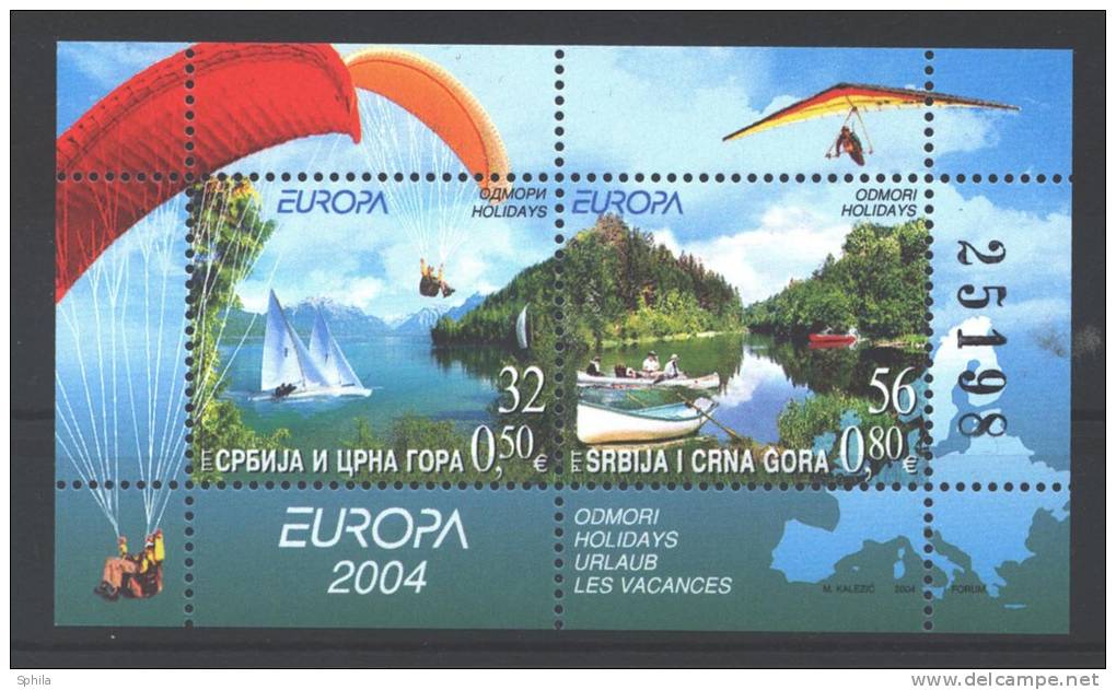 Jugoslawien – Yugoslavia 2004 Europa CEPT Souvenir Sheet MNH, 2 X; Michel Nr. Block 57 - Hojas Y Bloques