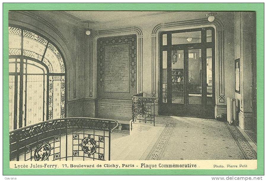 75 PARIS - Lycée Jules-Ferry - Plaque Commémorative - Onderwijs, Scholen En Universiteiten