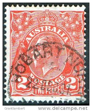 Australia 1926-1930 King George V Small Multi Wmk 2d Red Used - HOBART NORTH Tasmania - Used Stamps