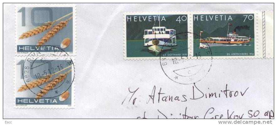 Mailed Cover (letter)  With Stamps Ships From Switzerland  To Bulgaria - Storia Postale