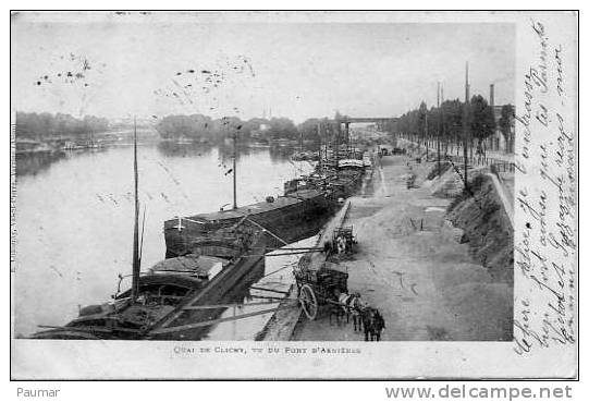 Paris  Berge De La Seine Quai De Clichy Avec Péniches - La Seine Et Ses Bords