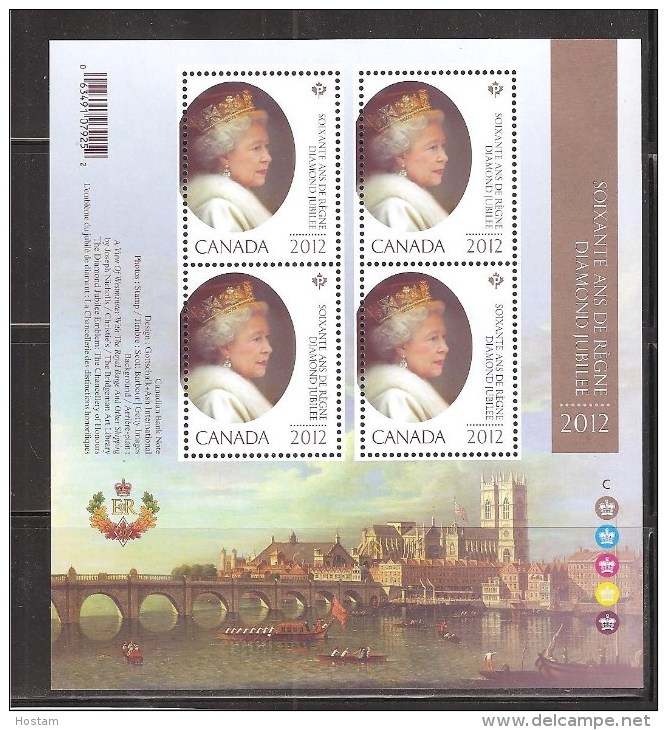 CANADA. 2012,  # 2518i,  Q E 11 Diamond Jubilee, Souvenir Sheet # 6  2003-2012, Available On June 1st - Blocs-feuillets