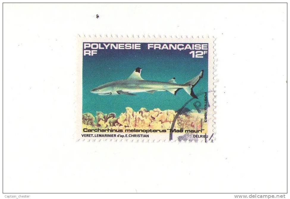 POLYNESIE - Poste N° 194 - Requin Carcharhinus Melanoptérus Oblitéré ) - Oblitérés