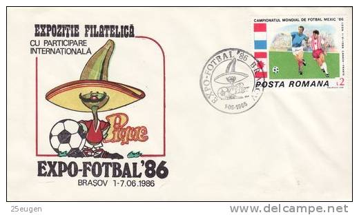 ROMANIA 1986 EXPOFOTBAL BRASOV COVER WITH POSTMARK - 1986 – Mexiko