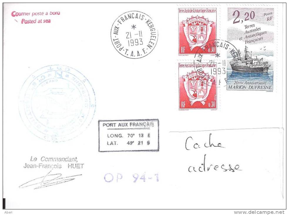 8308  MARION DUFRESNE - OP 94-1 - KERGUELEN - 21-11-1993 - Lettres & Documents