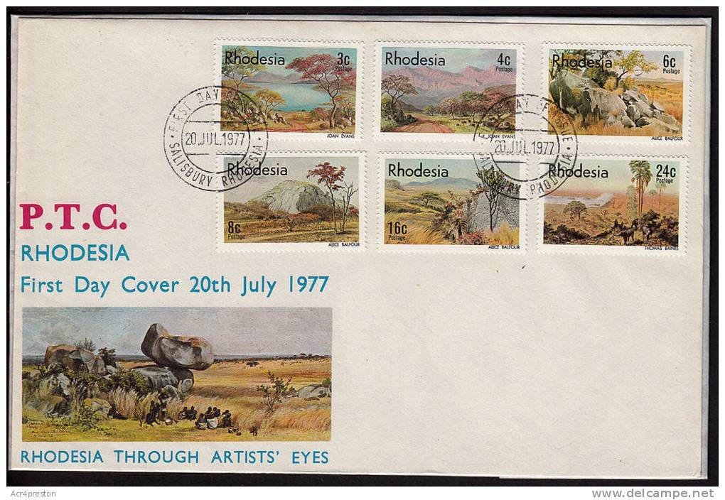 Cov521 Rhodesia (Zimbabwe) 1977,  SG543-548 Landscape Paintings  FDC - Rhodesien (1964-1980)