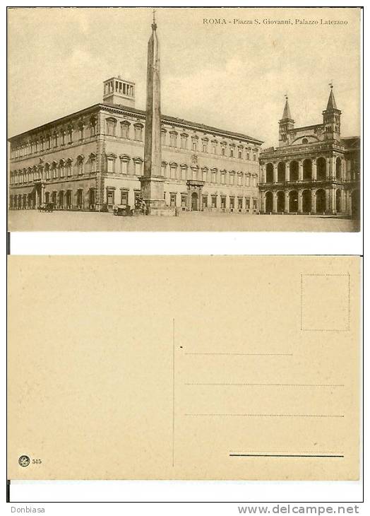 Roma: Piazza S.Giovanni, Palazzo Laterano. Cartolina Fp Inizio ´900 (carrozza) - Orte & Plätze