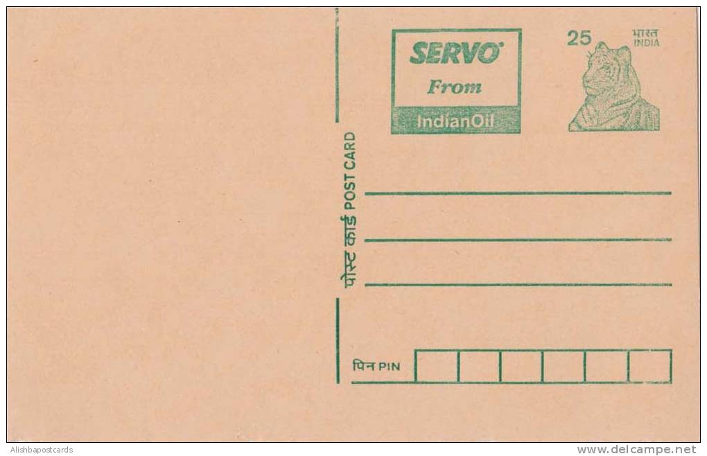 Tiger, Big Cat, Servo From Indian Oil, Energy, Science, Petroleum, Advertisement Postal Card, India - Oil