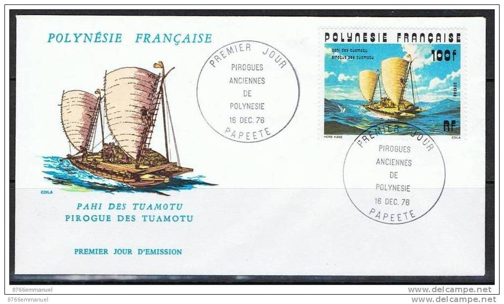 POLYNESIE N°114 Enveloppe Premier Jour Sur Les Pirogues Anciennes, Bateau - Lettres & Documents