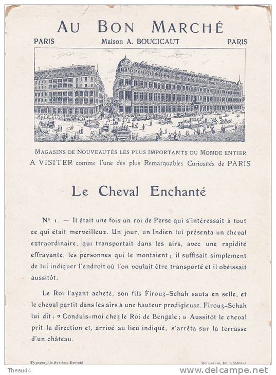 ¤¤  - CHROMO (dim 17 X 12)  -  AU BON MARCHE  -  Conte Des Mille Et Une Nuits  -  Le Cheval Enchanté - Autres & Non Classés