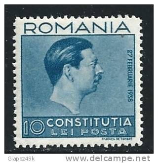 ● ROMANIA 1938 - COSTITUZIONE -  N.° 534 *  - Cat. ? €  - Lotto N. 2049 - Neufs